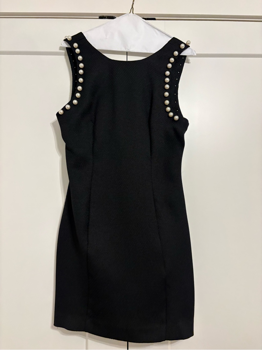 entro Black Pearl-Trim Sleeveless Mini Dress